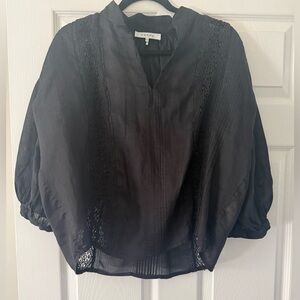 Frame Denim Black Lace Detail Blouse